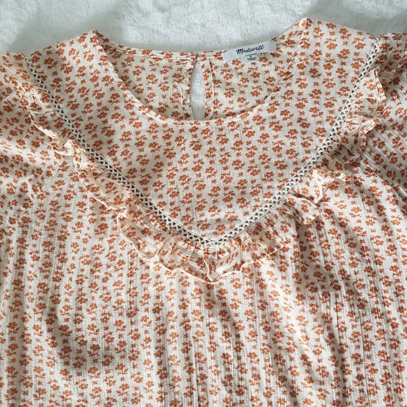 Madewell Ruffle-Yoke Prairie Top in Cutout Blooms, Size Small - Picture 8 of 16